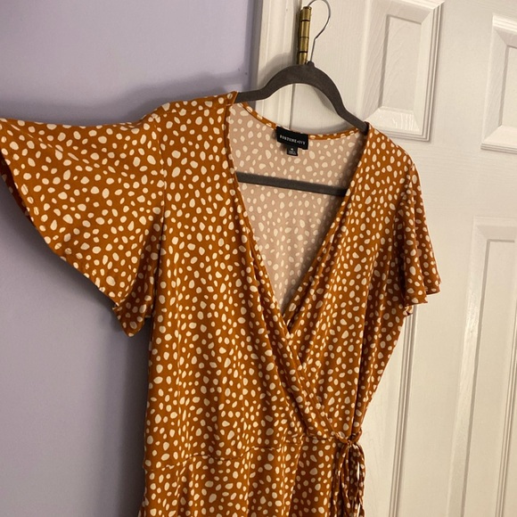 Buttery Soft Mock Wrap Dress w/ Bell Sleeves - Picture 2 of 4